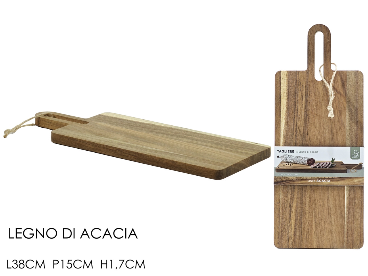 TAGLIERE ACACIA RETTANGOLARE 38X15CM 635884