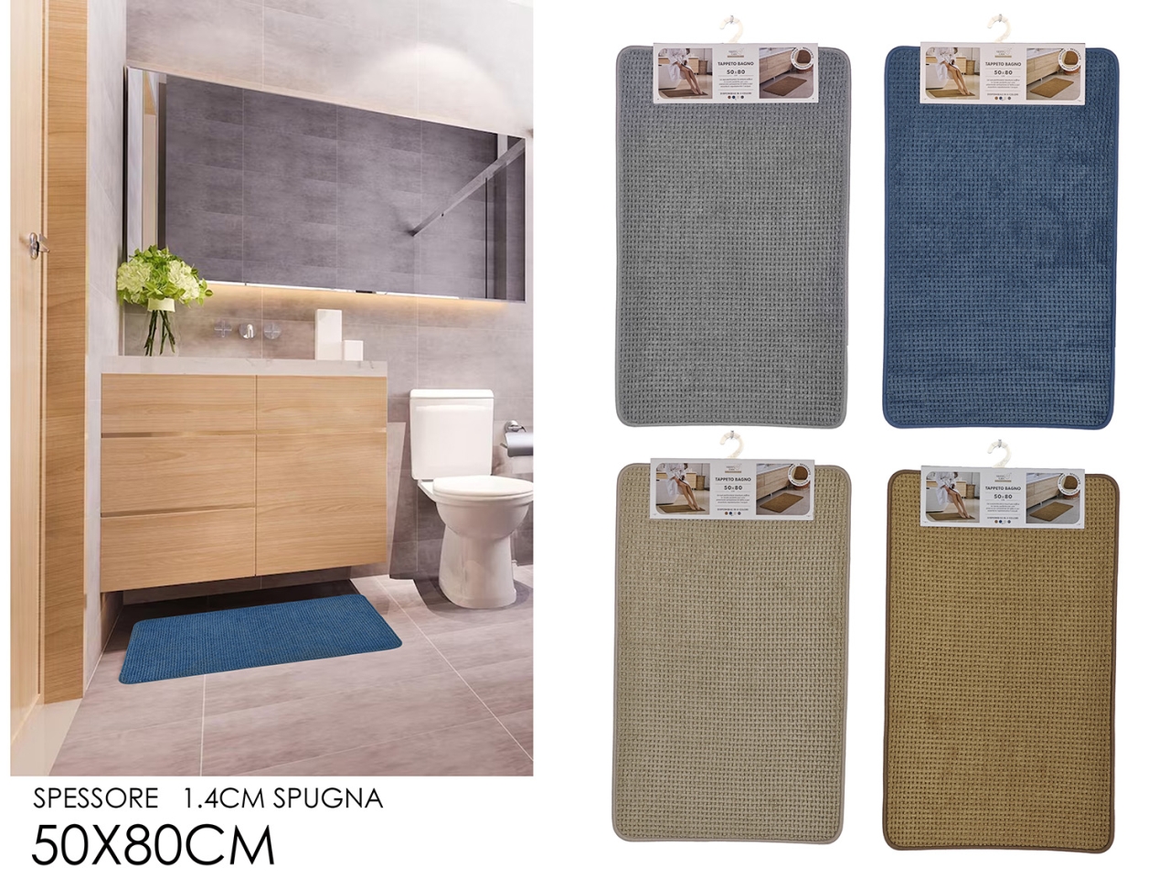 TAPPETO BAGNO 50X80CM INTRECCIO 4COL.ASS. 676208 TAPPETO BAGNO 50X80CM INTRECCIO 4COL.ASS. 676208
