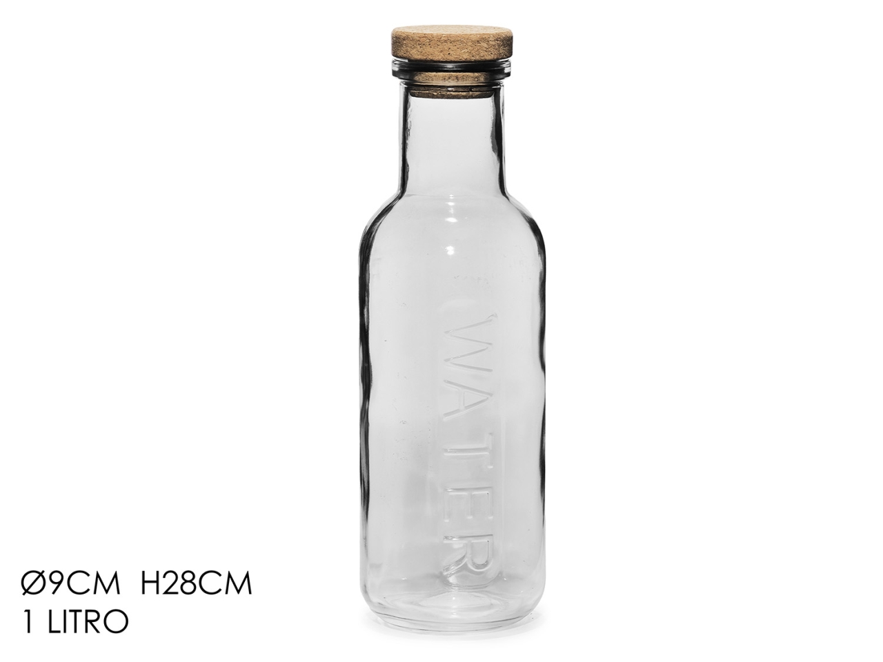 BOTTIGLIA VETRO 1LT.C/TAP.SUGHERO TRASP. 725843