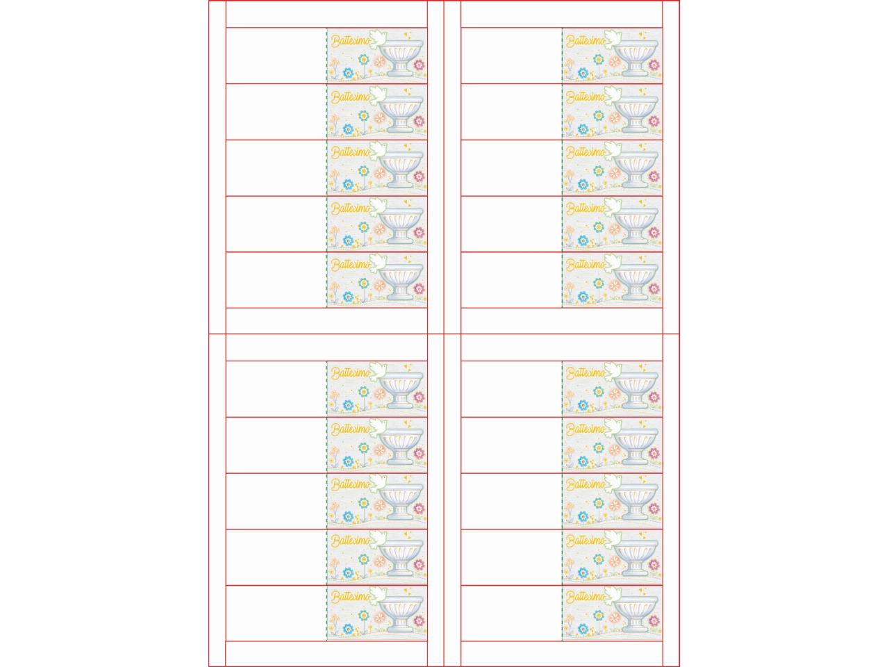 BIGLIETTI BOMBONIERA 100PZ BATTESIMO BB00218/5