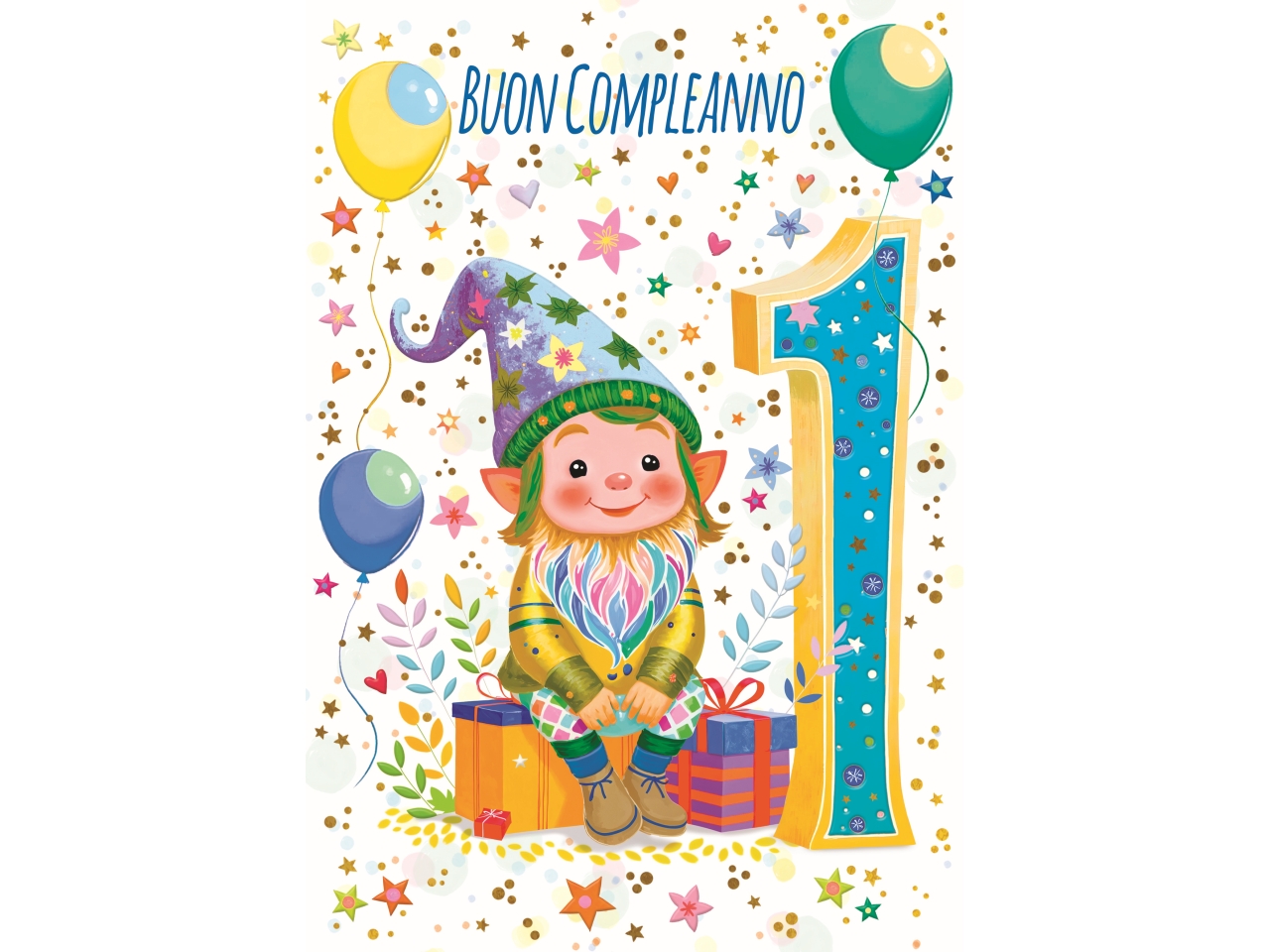 BIGLIETTO COMPLEANNO 1ANNO GNOMO FA00237BC/C
