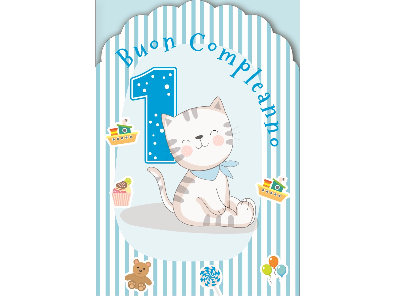 BIGLIETTO COMPLEANNO 1ANNO AZZURRO FA00231BC/A