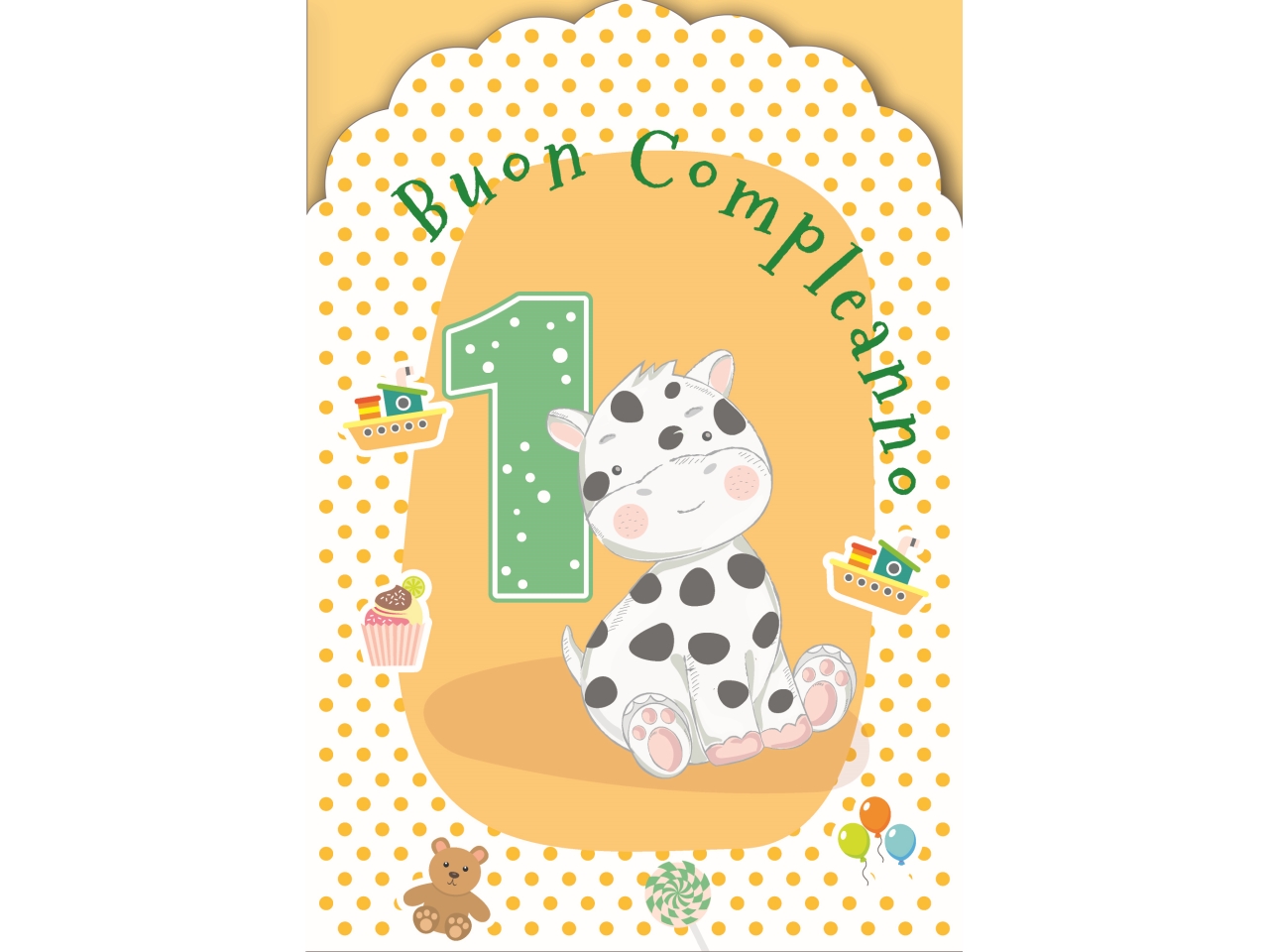 BIGLIETTO COMPLEANNO 1ANNO VERDE FA00231BC/C