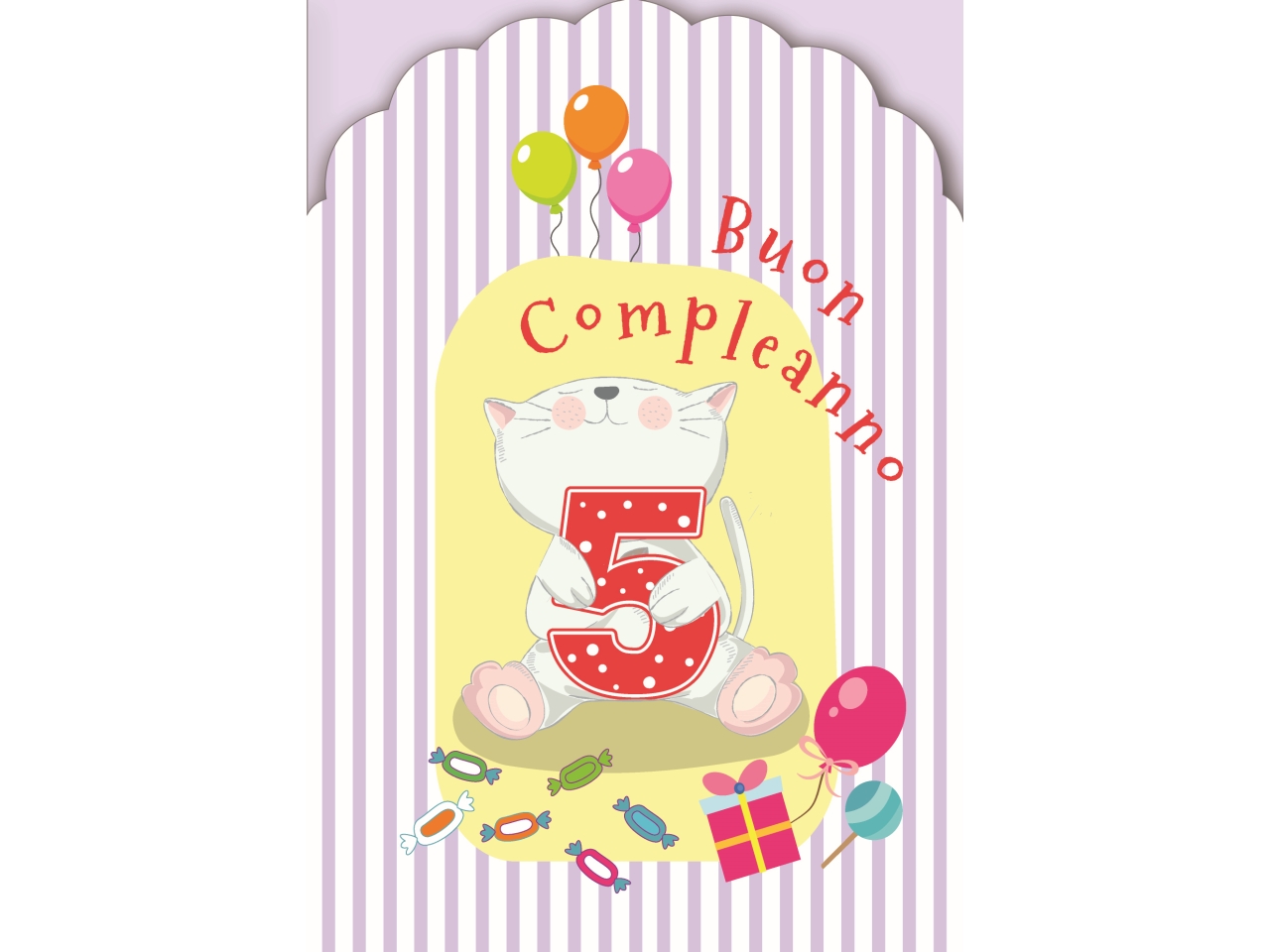 BIGLIETTO COMPLEANNO 5ANNI FA00231BC/G