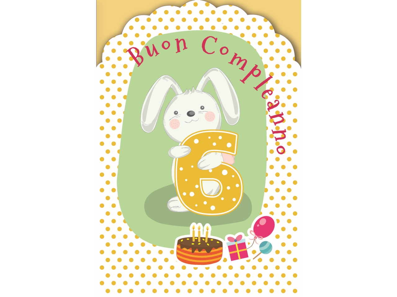 BIGLIETTO COMPLEANNO 6ANNI FA00231BC/H