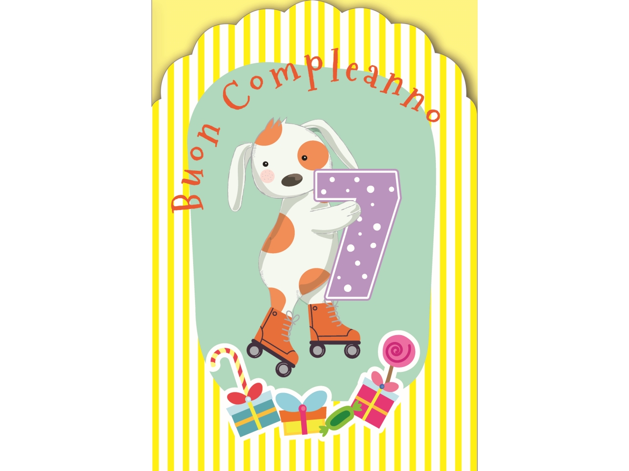 BIGLIETTO COMPLEANNO 7ANNI FA00231BC/I