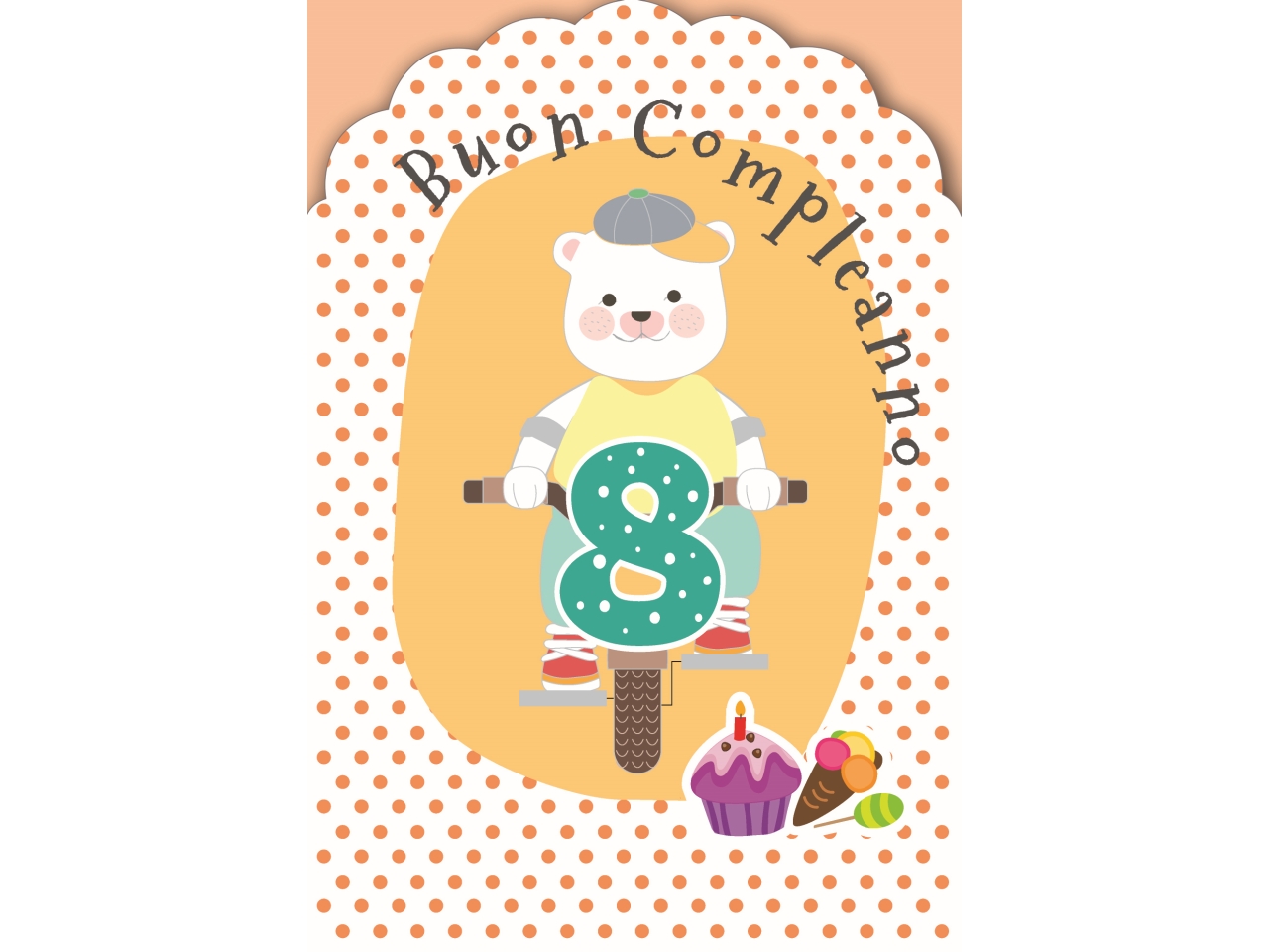 BIGLIETTO COMPLEANNO 8ANNI FA00231BC/L