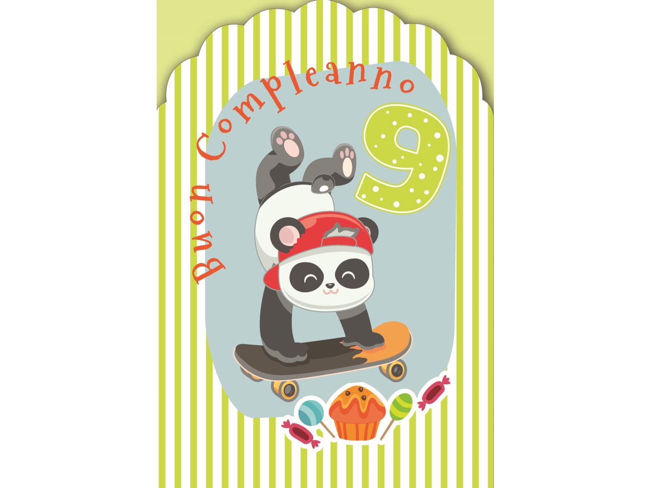 BIGLIETTO COMPLEANNO 9ANNI FA00231BC/M