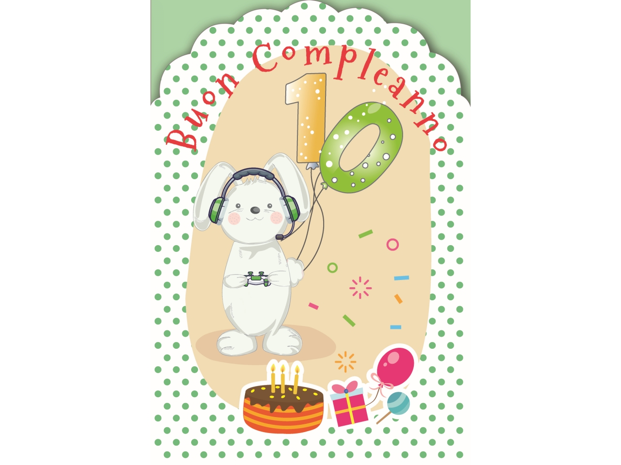 BIGLIETTO COMPLEANNO 10ANNI FA00231BC/N