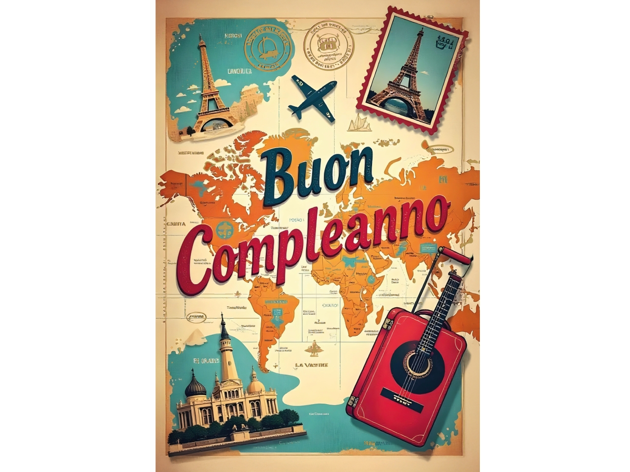 BIGLIETTO COMPLEANNO VIAGGI VINTAGE FA00238BC/D BIGLIETTO COMPLEANNO VIAGGI VINTAGE FA00238BC/D