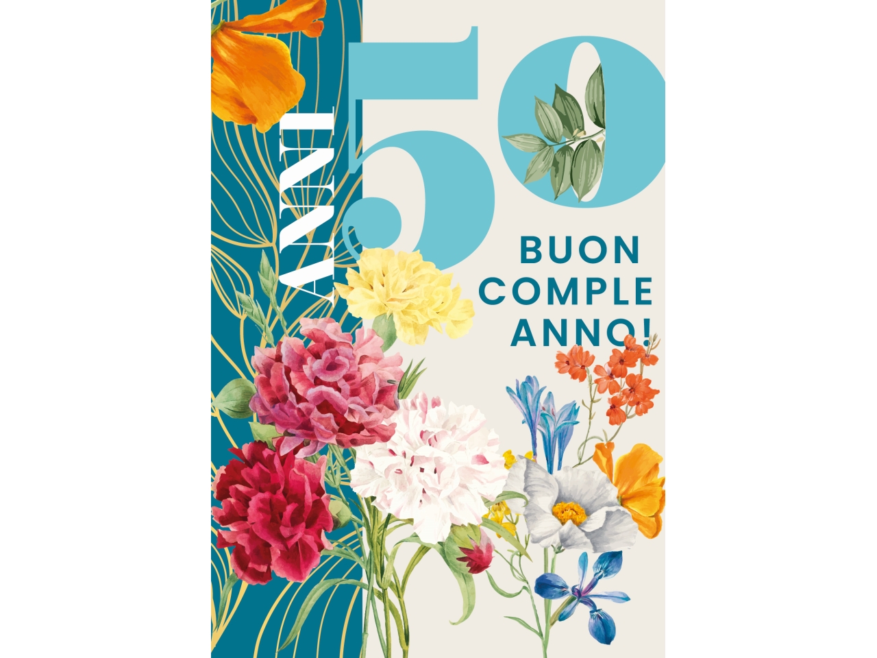 BIGLIETTO COMPLEANNO 50 ANNI AZZURRO FA00245BC/B