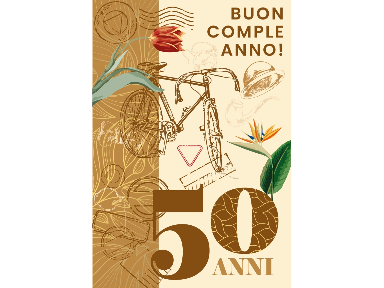 BIGLIETTO COMPLEANNO 50 ANNI NATURALE FA00245BC/C