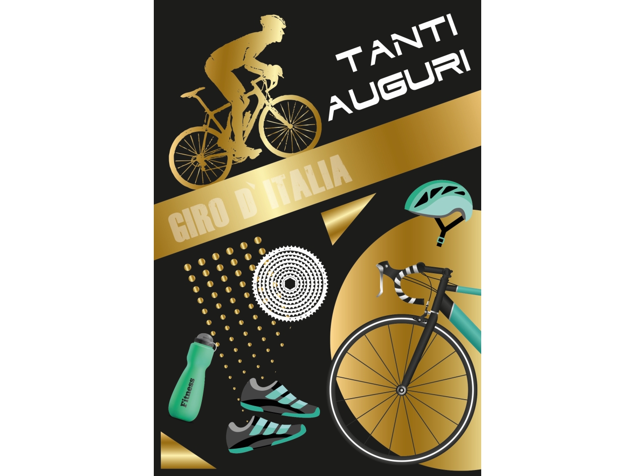 BIGLIETTO TANTI AUGURI BLACK BICI FA00253AG/B