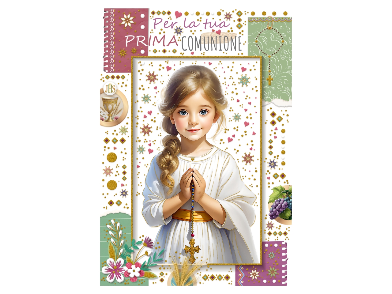 BIGLIETTO PRIMA COMUNIONE FEMMINA FE10196PC/D