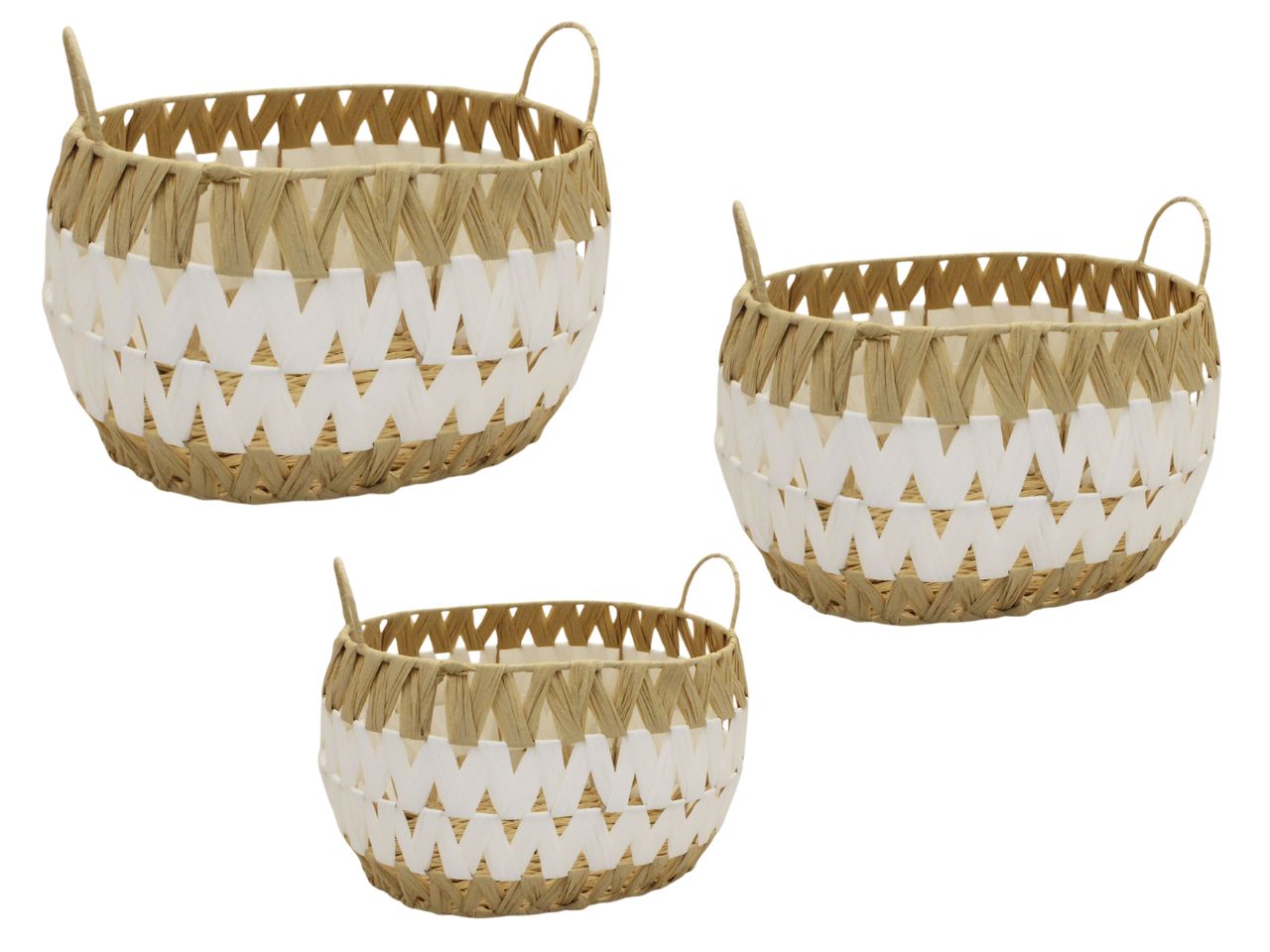 CESTI RATTAN 3PZ OVALI BICOLORE 64742 CESTI RATTAN 3PZ OVALI BICOLORE 64742