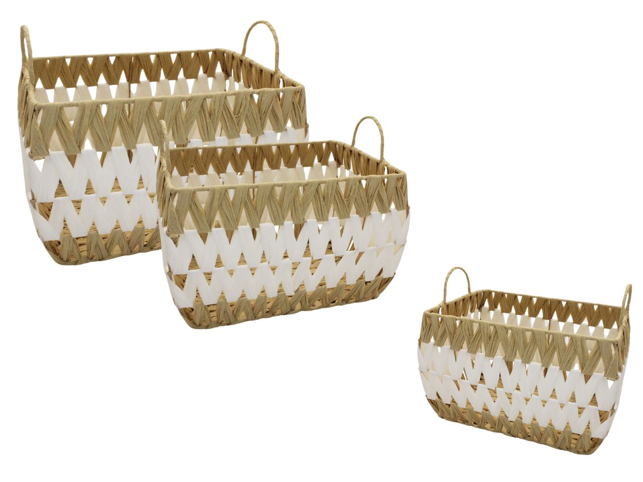 CESTI RATTAN 3PZ RETTANGOLARI BICOLORE 64759 CESTI RATTAN 3PZ RETTANGOLARI BICOLORE 64759