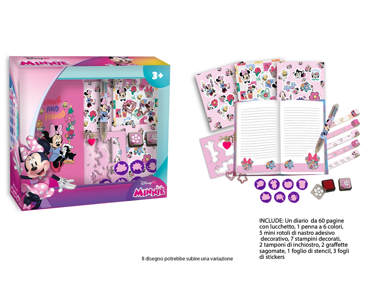 MINNIE AGENDA CON TIMBRINI, PENNA 6 COLORI MIN1305 MINNIE AGENDA CON TIMBRINI, PENNA 6 COLORI MIN1305