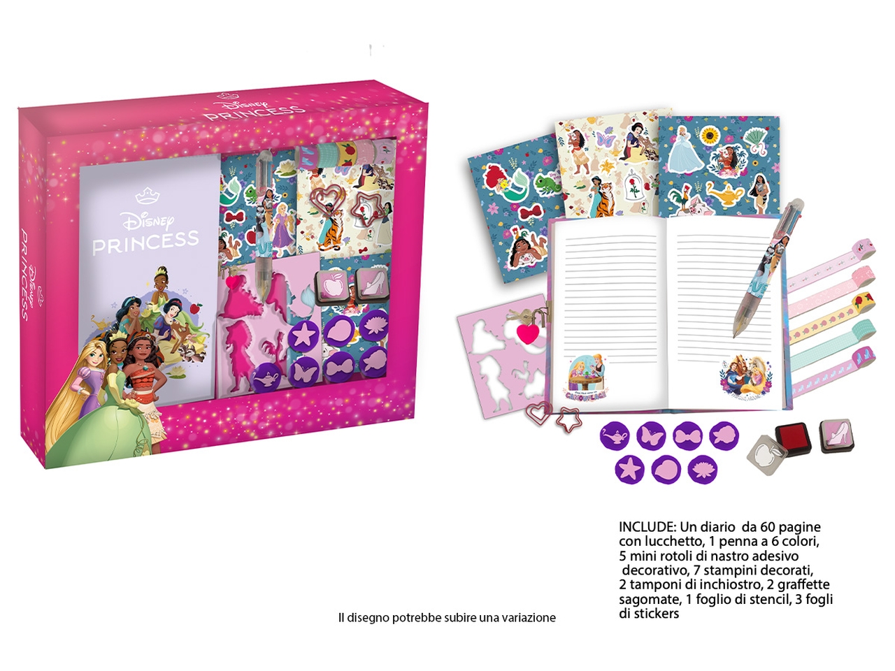 PRINCESS AGENDA CON TIMBRINI PENNA 6 COLORI PR1305 PRINCESS AGENDA CON TIMBRINI PENNA 6 COLORI PR1305