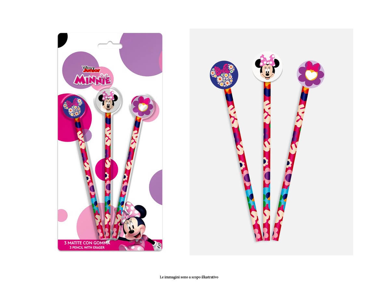 MINNIE MATITE CON GOMMA SET DA 3 MATITE MIN0957