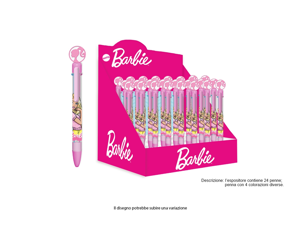 BARBIE PENNA 4 COLORI CON TOPPER IN GOMMA BR1219 BARBIE PENNA 4 COLORI CON TOPPER IN GOMMA BR1219