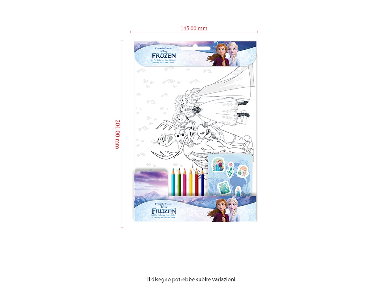 FROZEN SET DA COLORARE 23X14CM CON 6 COLORI FR1121