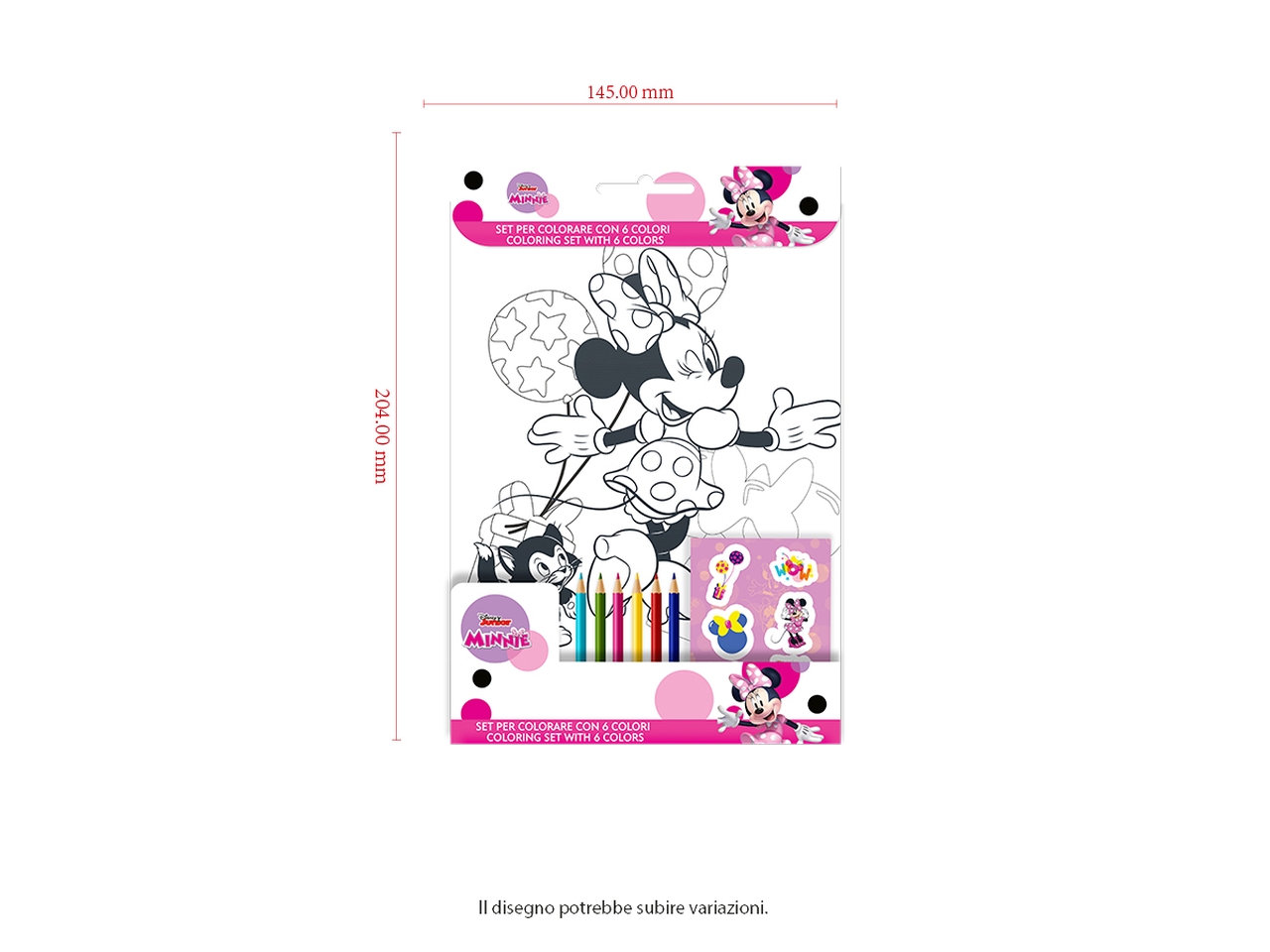 MINNIE SET DA COLORARE 23X14CM 6 COLORI MIN1121