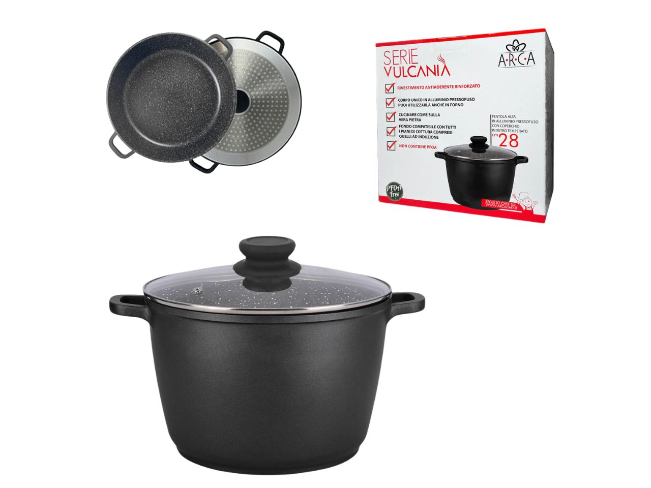 VULCANIA PENTOLA 28CM C/COPERCHIO IN VETRO 57884