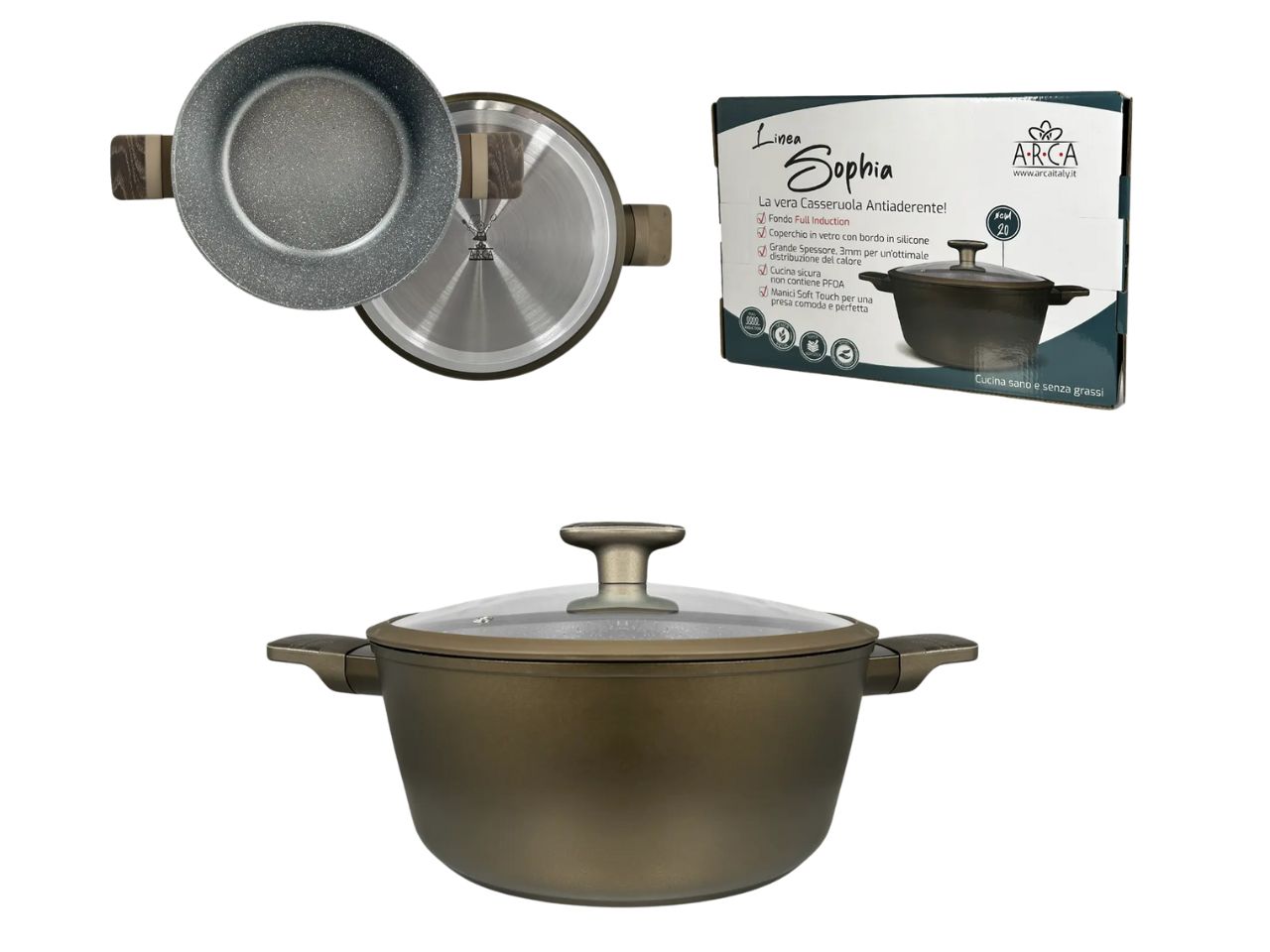 SOPHIA CASSERUOLA INDUZIONE C/COPERCHIO 28CM 1161