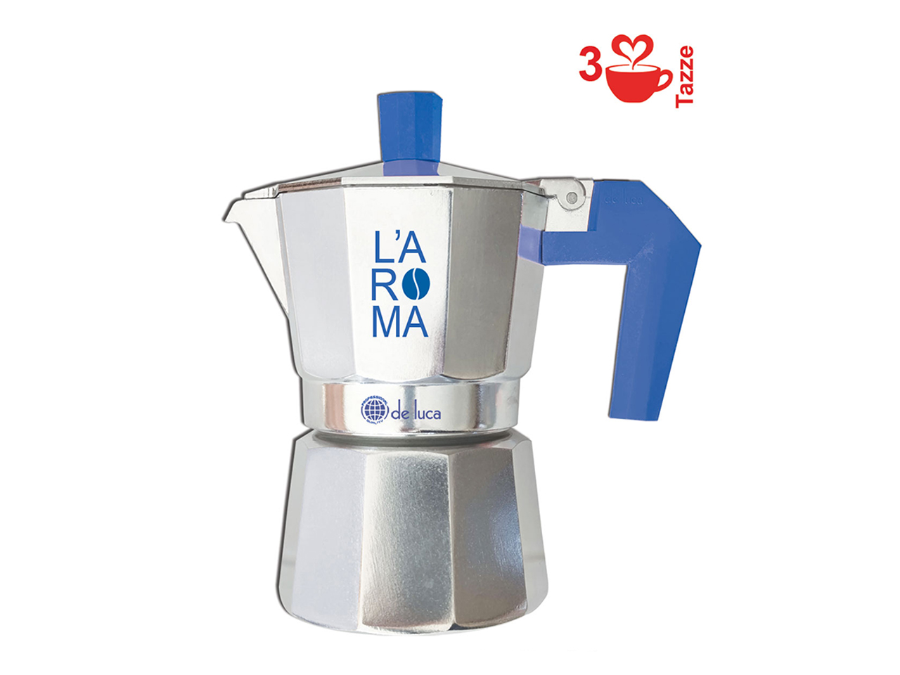 CAFFETTIERA ALLUMINIO 3 TAZZE MANICO BLU 948-3BL