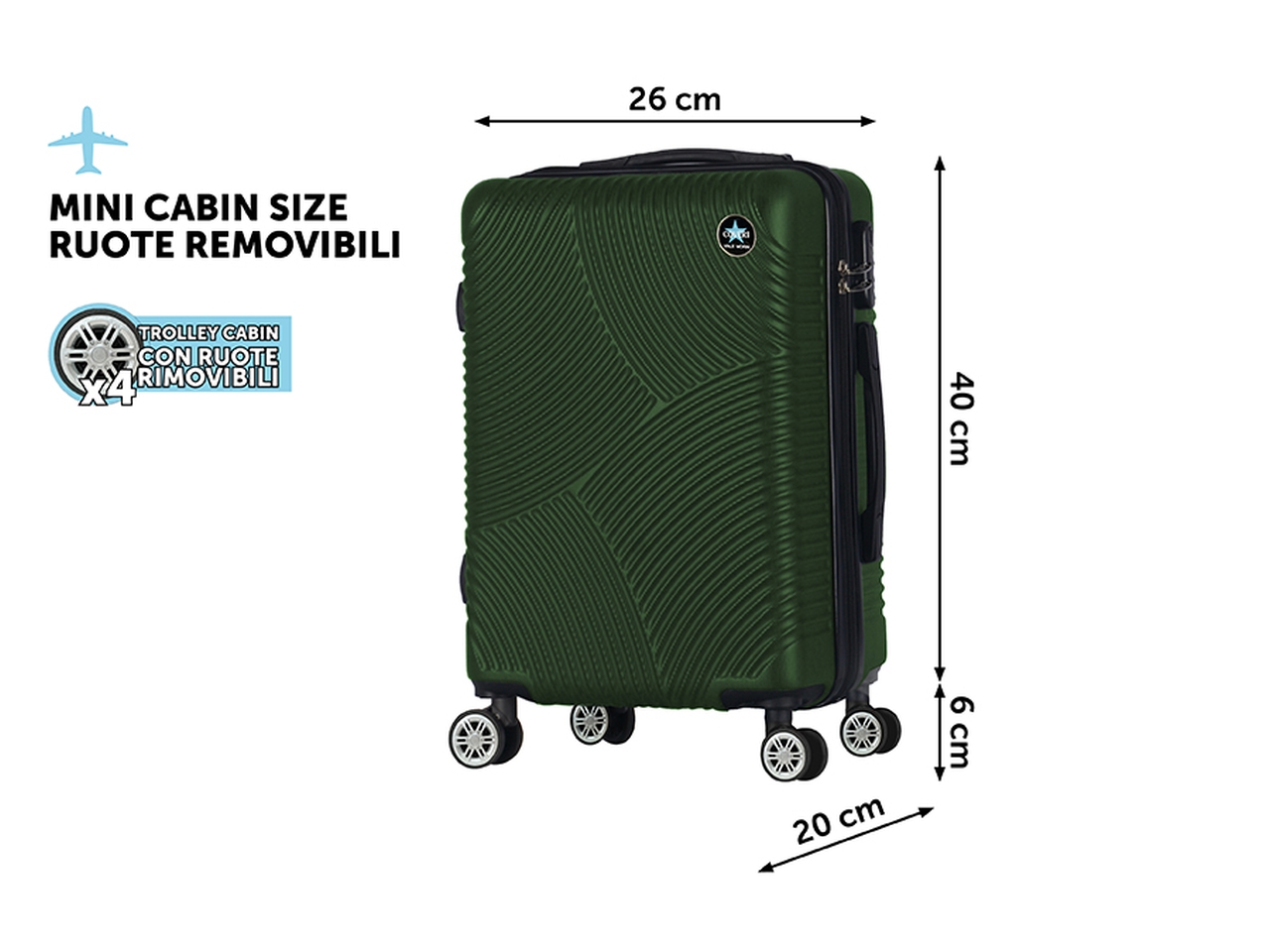 CABIN TROLL H.46CM ORTEGA RUOTE REM. VERDE 7074059