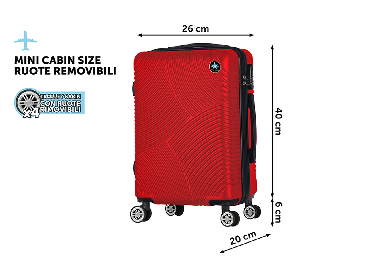 CABIN TROLL H.46CM ORTEGA RUOTE REM. ROSSO 7074060