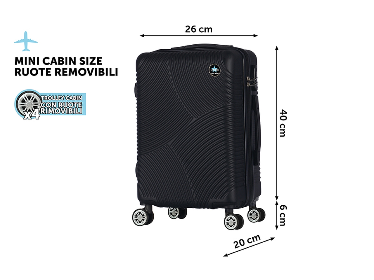 CABIN TROLL H.46CM ORTEGA RUOTE REM. NERO 7074058