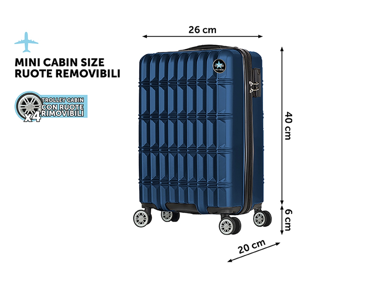 CABIN TROLL H.46CM NORVEGIA RUOTE REM. BLU 7074069