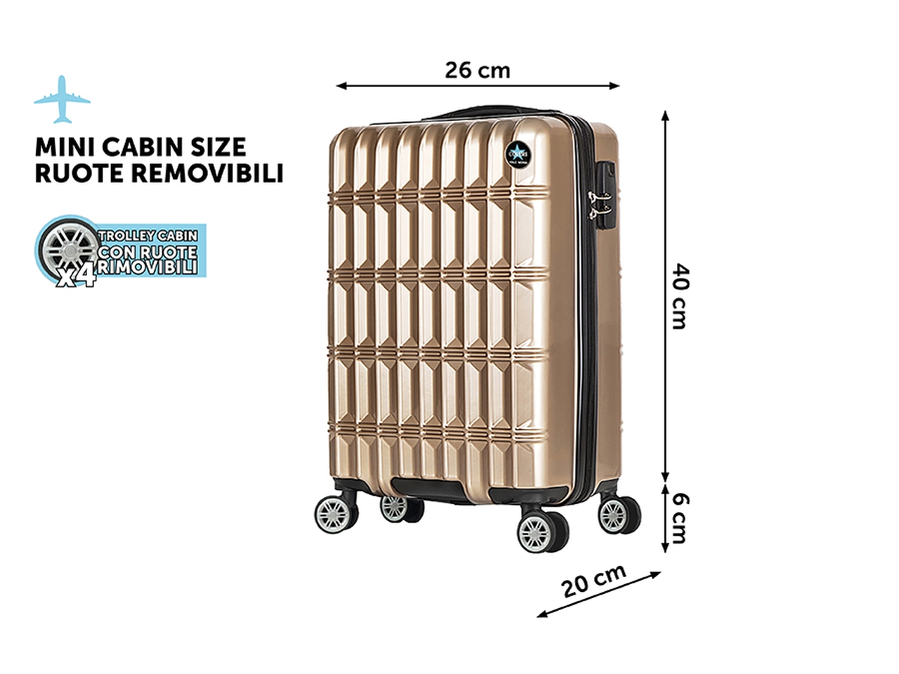 CABIN TROLL H.46CM NORVEGIA RUOTE REM. ORO 7074067