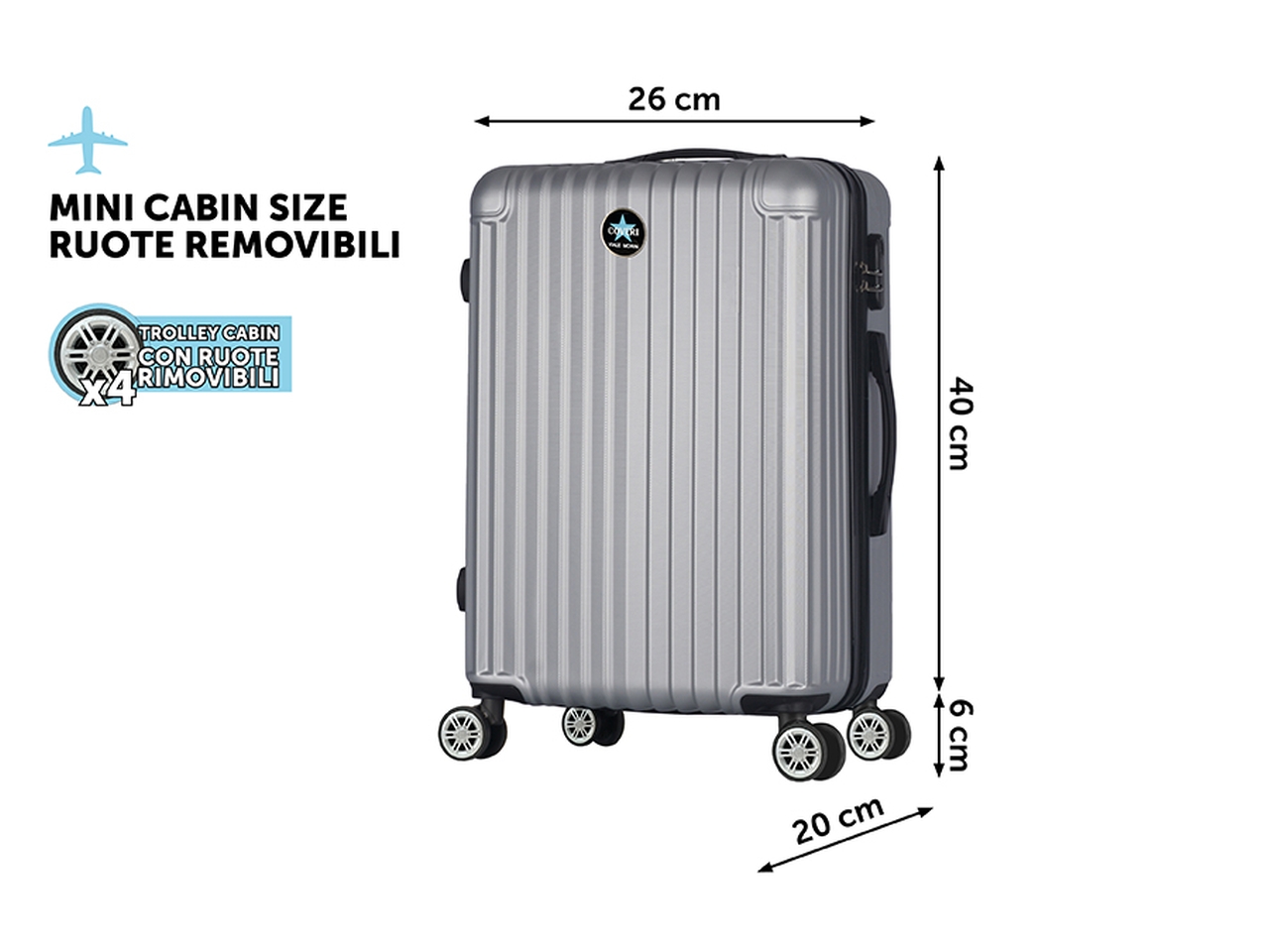 CABIN TROLL H.46CM RAITO RUOTE REM.ARGENTO 7074049