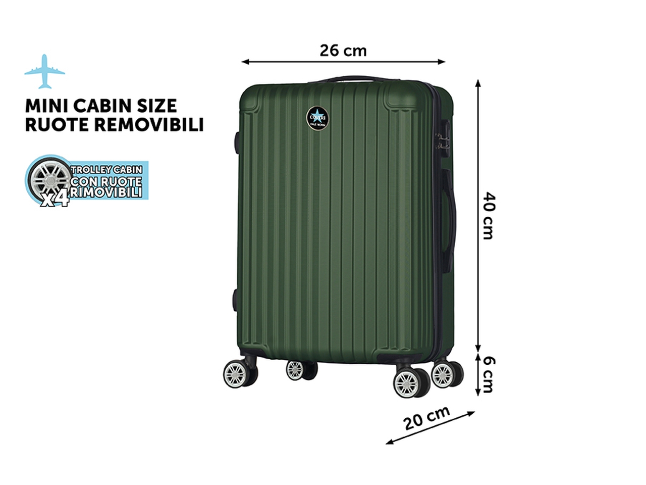 CABIN TROLL H.46CM RAITO RUOTE REM.VERDE 7074050