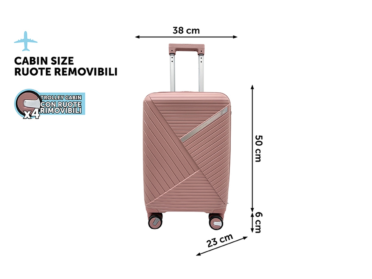 TROLLEY SPACE H.56CM RUOTE REMOVIBILI ROSA 7071008