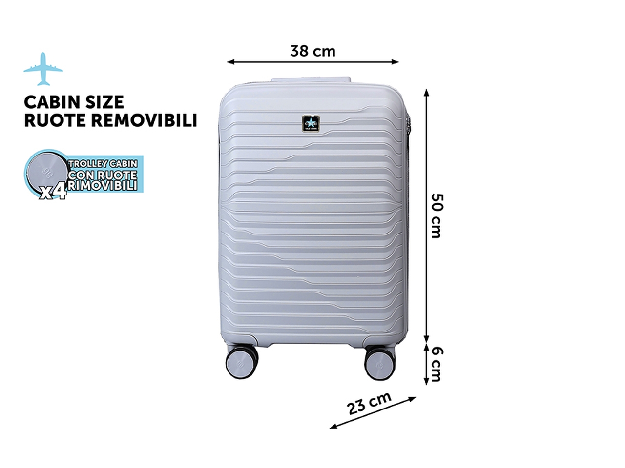 TROLLEY EUROPA H.56CM RUOTE REM. ARGENTO 7071034