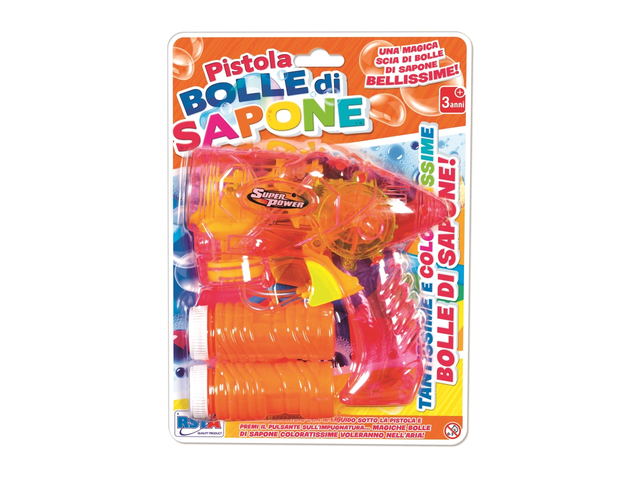 PISTOLA BOLLE SAPONE CON LUCE E 2 TUBI 50 ML 11822