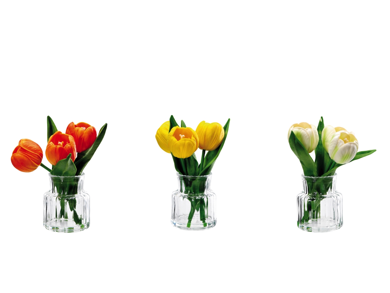 VASO VETRO C/TULIPANI 7,5X18CM 3ASS. 118355