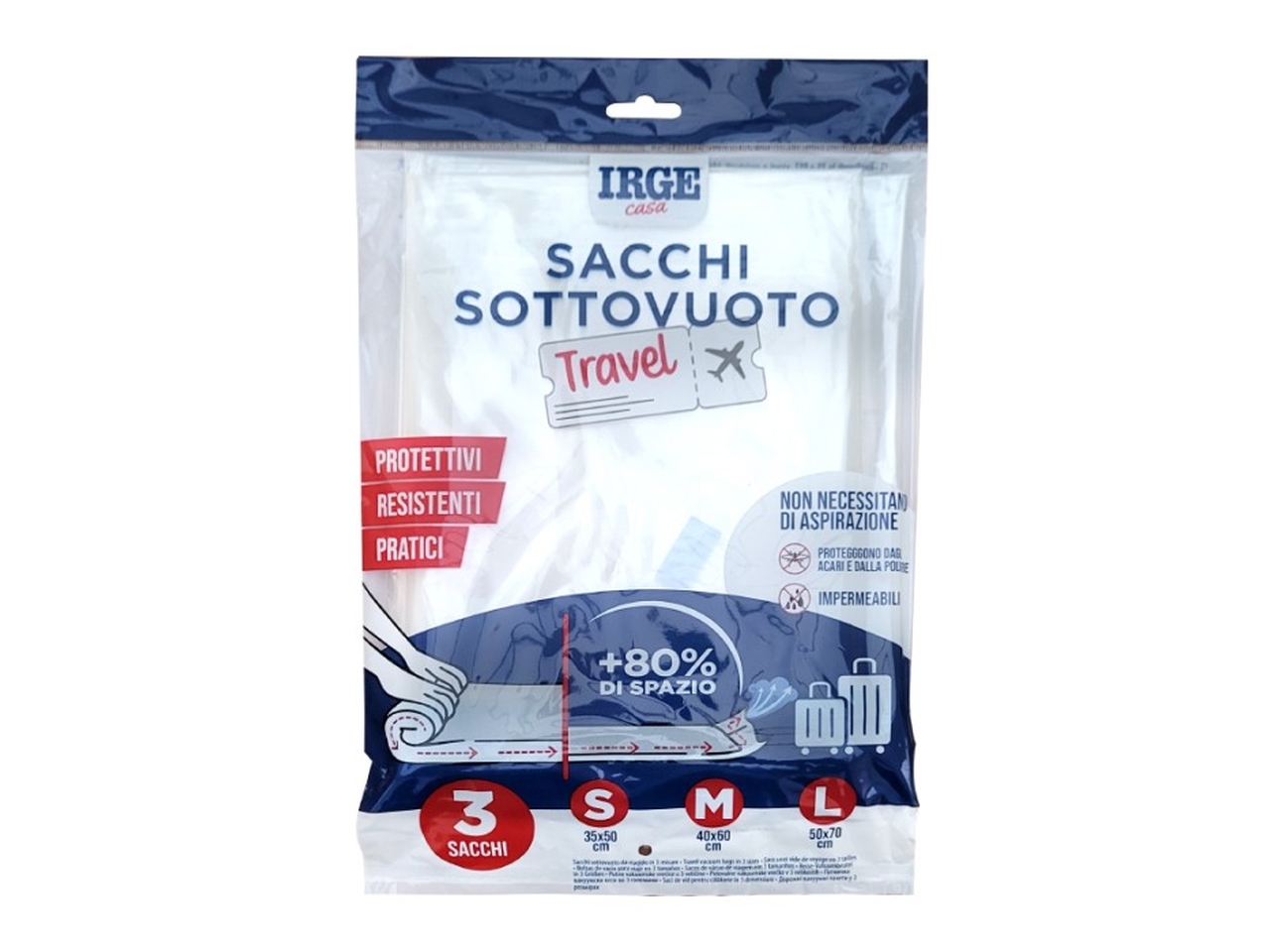 SACCHI SOTTOVUOTO TRAVEL 3MIS.ASS. SAC7422A