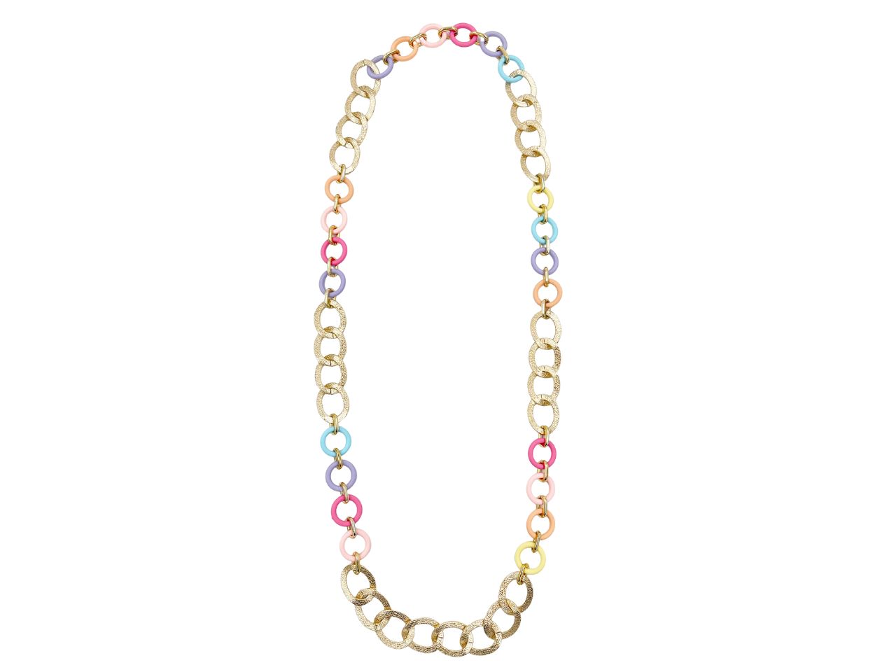 COLLANA CATENA E INSERTI ANELLI MULTICOLOR COLLANA CATENA E INSERTI ANELLI MULTICOLOR