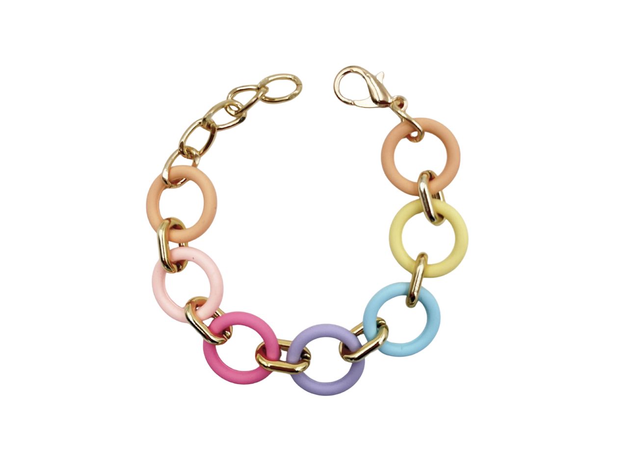 BRACCIALE CON ANELLI PLASTICA MULTICOLOR BRACCIALE CON ANELLI PLASTICA MULTICOLOR