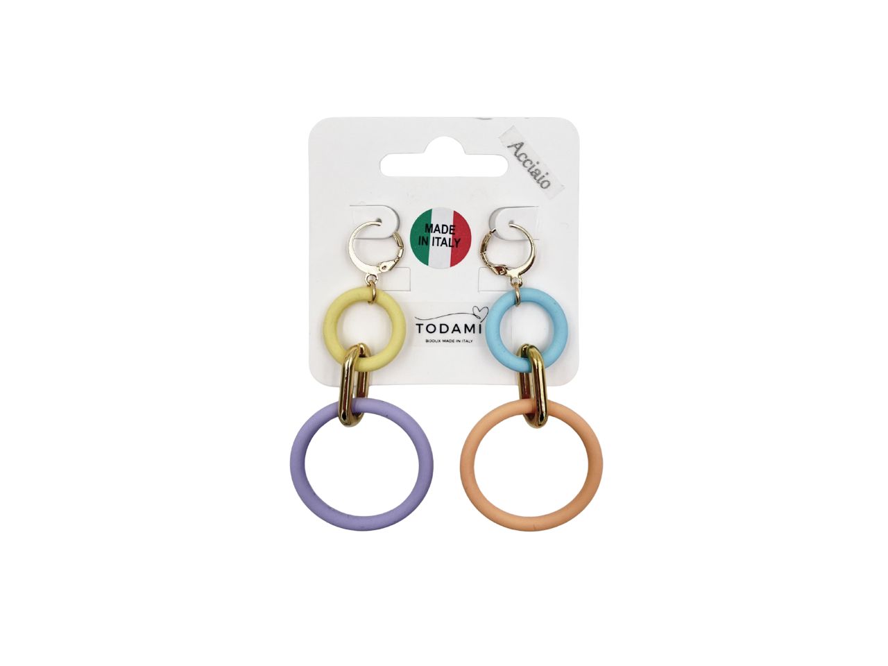 ORECCHINO ACCIAIO CON ANELLI PLASTICA ORECCHINO ACCIAIO CON ANELLI PLASTICA