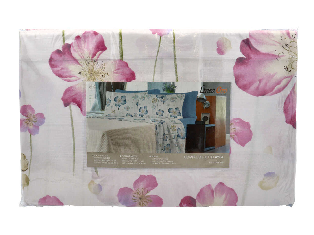 AYLA COMPLETO LETTO COTONE STAMP.2P ROSA LN1769