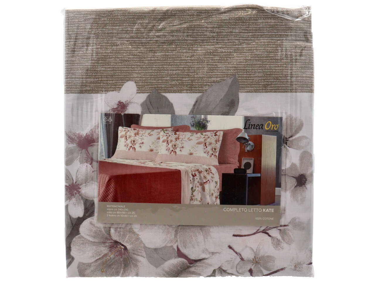 KATE COMPLETO LETTO COTONE STAMP.2P TORTORA LN1778 KATE COMPLETO LETTO COTONE STAMP.2P TORTORA LN1778