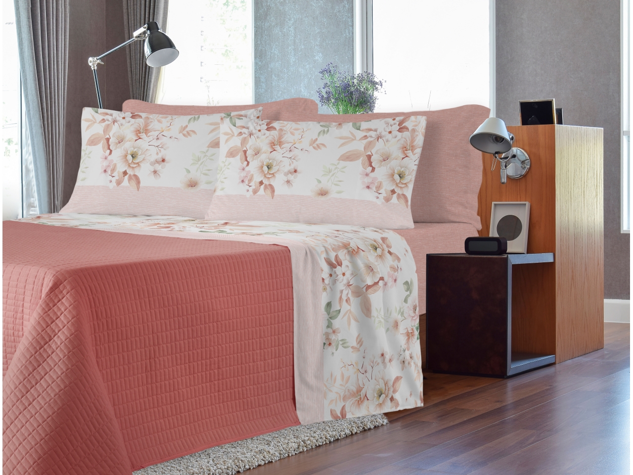 KATE COMPLETO LETTO COTONE STAMP. 2P ROSA LN1778 KATE COMPLETO LETTO COTONE STAMP. 2P ROSA LN1778