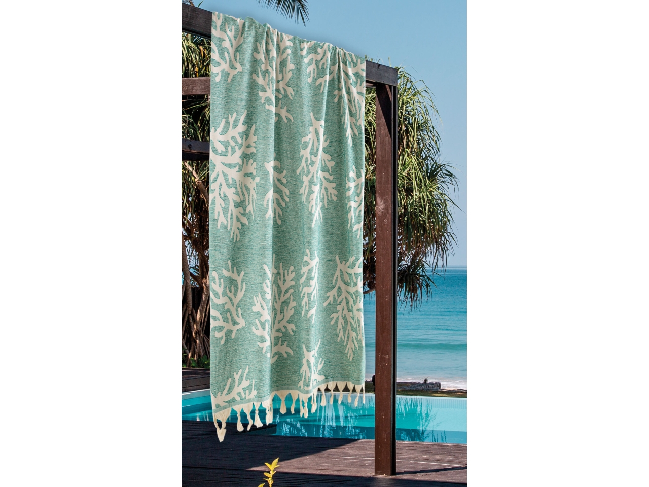 CARAIBI TELO JACQUARD C/FRANGE 90X170SMERAL.BF0248 CARAIBI TELO JACQUARD C/FRANGE 90X170SMERAL.BF0248