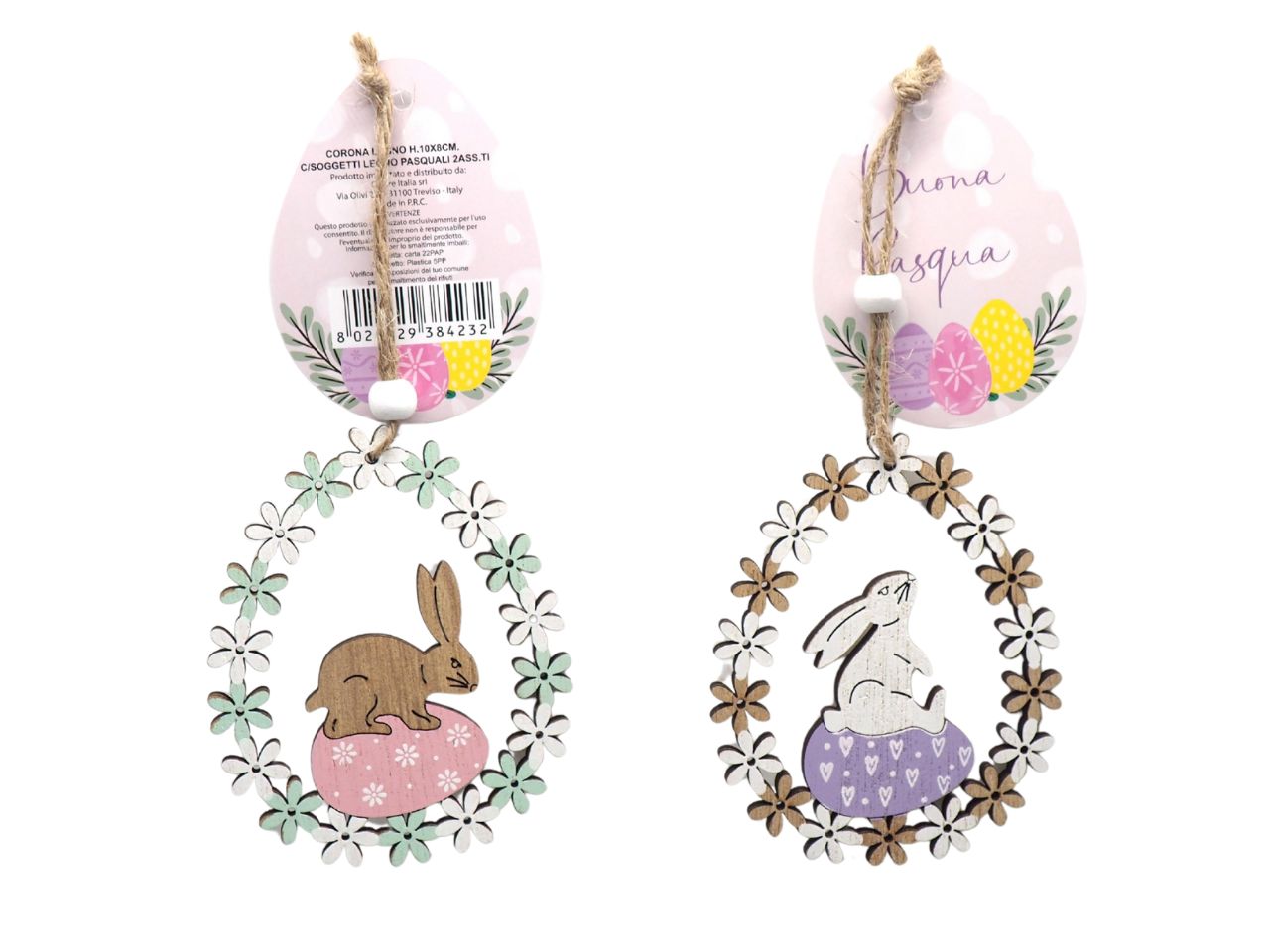 CORONA IN LEGNO H.10X8CM SOG. LEGNO PASQUALI 2 ASS