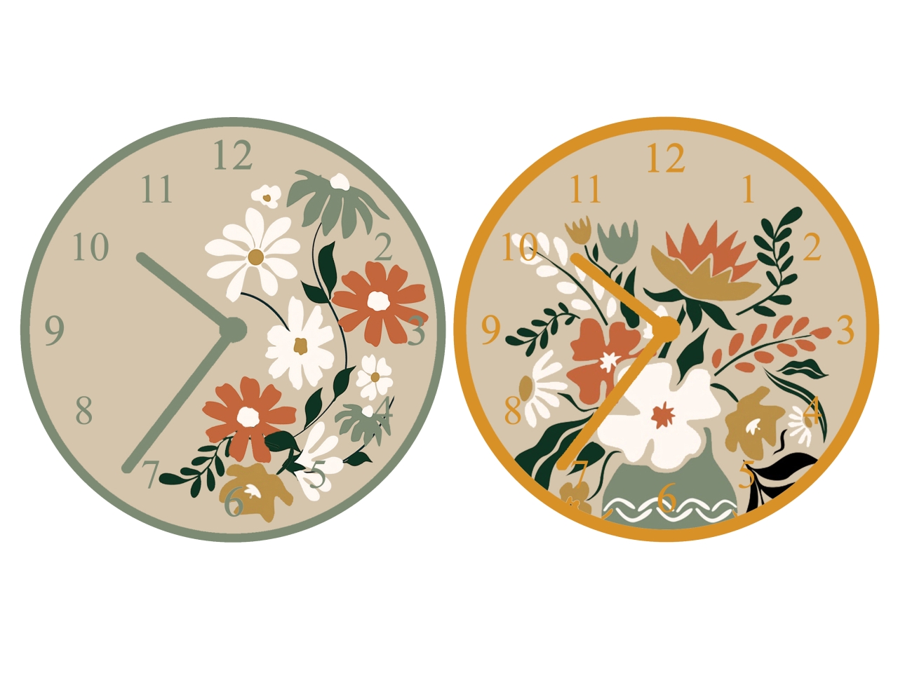 OROLOGIO TELA D.50CM DISEGNI ASSORTITI FLORA OROLOGIO TELA D.50CM DISEGNI ASSORTITI FLORA
